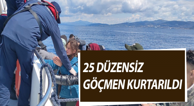 Kuşadası’nda 25 düzensiz göçmen kurtarıldı