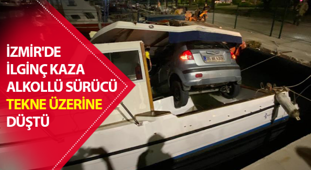 Alkollü sürücü tekne üzerine düştü