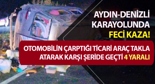 Otomobilin çarptığı ticari araç takla atarak karşı şeride geçti