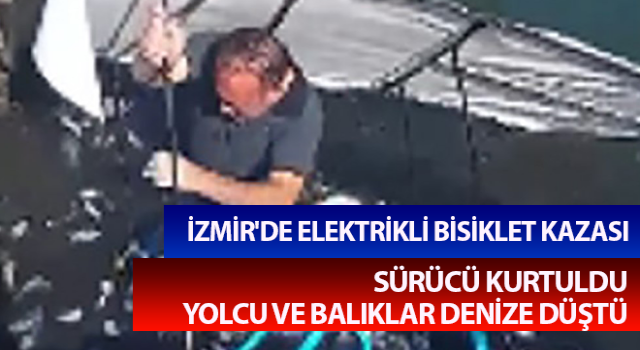 Elektrikli bisikletteki balıkçının denize düşme anı kamerada