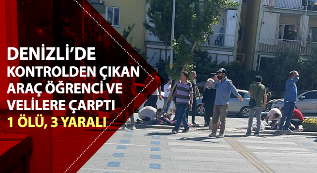 Kontrolden çıkan araç öğrenci ve velilere çarptı