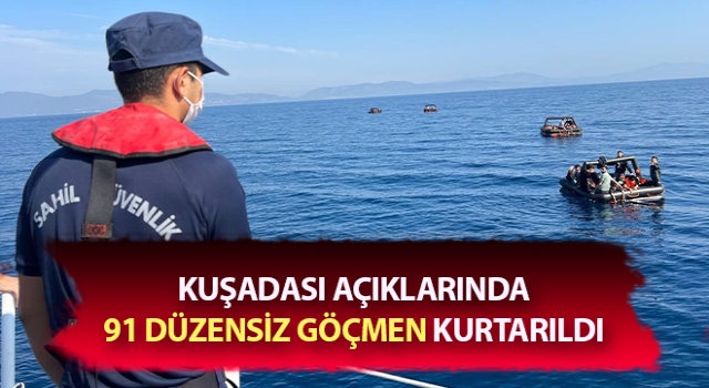 Can salları içindeki 91 düzensiz göçmen kurtarıldı