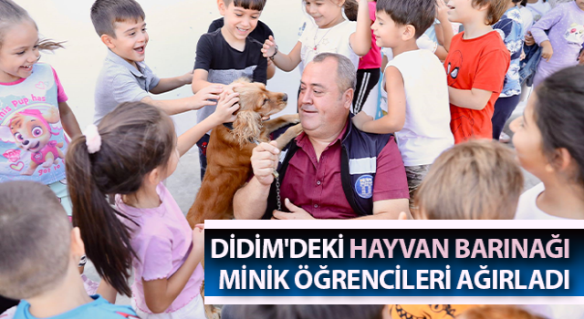 Didim'deki hayvan barınağı minik öğrencileri ağırladı