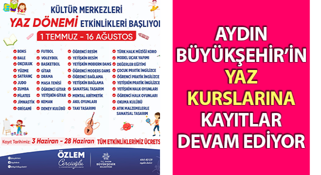 Büyükşehir’in yaz kurslarına kayıtlar devam ediyor