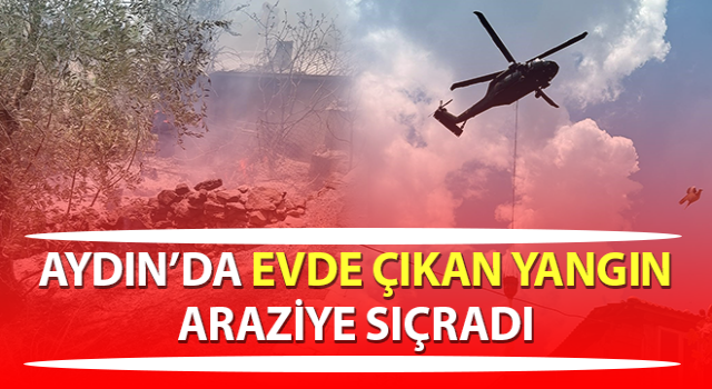 Evde çıkan yangın araziye sıçradı