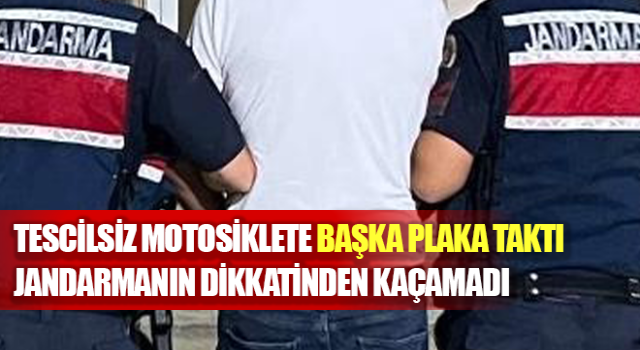 Aydın’da tescilsiz motosiklete başka plaka takan şahıs yakalandı