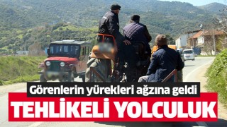 Aydın'da tehlikeli traktör yolculuğu kameralara yansıdı