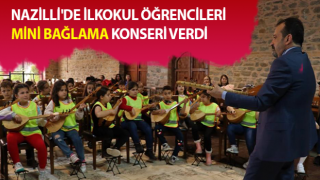 İlkokul öğrencilerinden Nazilli'de mini bağlama konseri