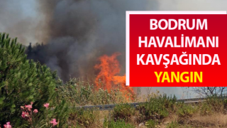 Bodrum Havalimanı kavşağında yangın