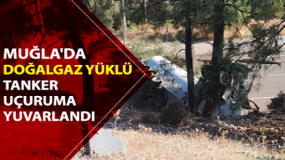 Doğalgaz yüklü tanker uçuruma yuvarlandı