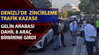 Gelin arabası dahil 8 araç birbirine girdi