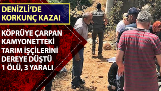 Köprüye çarpan kamyonetteki tarım işçilerini dereye düştü