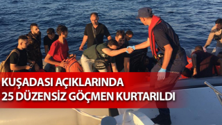 Kuşadası’nda 25 düzensiz göçmen kurtarıldı