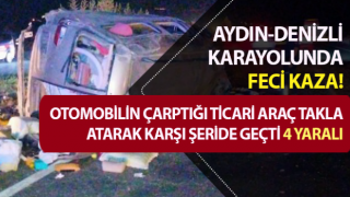 Otomobilin çarptığı ticari araç takla atarak karşı şeride geçti