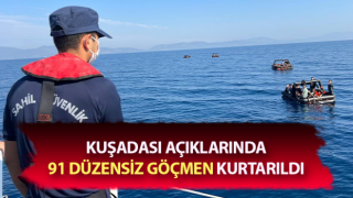 Can salları içindeki 91 düzensiz göçmen kurtarıldı