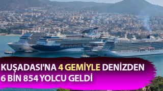 Kuşadası'na 4 gemiyle denizden 6 bin 854 turist geldi