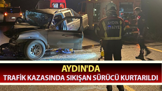 Sıkıştığı araçtan itfaiye ekipleri tarafından çıkartıldı