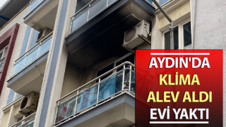 Klima alev aldı, evi yaktı