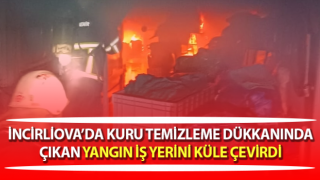 Kuru temizleme dükkanında çıkan yangın iş yerini küle çevirdi