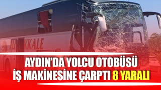 Yolcu otobüsü iş makinesine çarptı: 8 yaralı