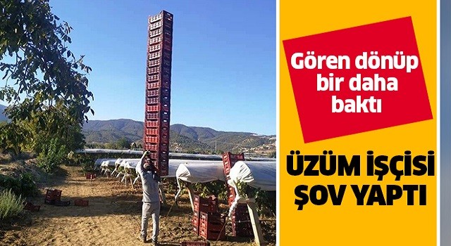 Üzüm işçisi şov yaptı