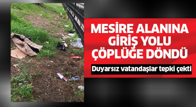 Mesire alanına giriş yolu çöplüğe döndü