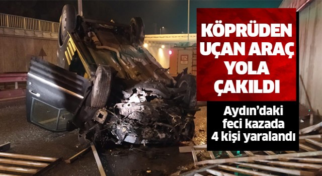 Köprüden uçan araç yola çakıldı!