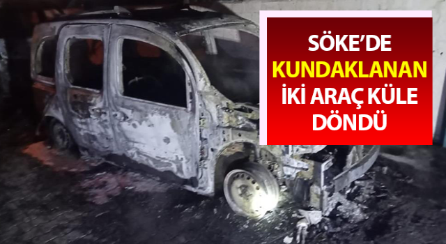 Kundaklanan iki araç küle döndü