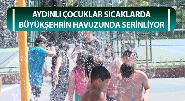 Çocuklar Büyükşehrin havuzunda serinliyor