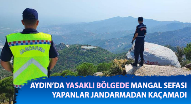 Yasaklı bölgede mangal yapanlar jandarmadan kaçamadı