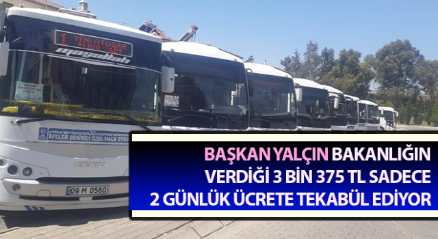 Başkan Yalçın, Bakanlığın verdiği 3 bin 375 TL sadece 2 günlük ücrete tekabül ediyor