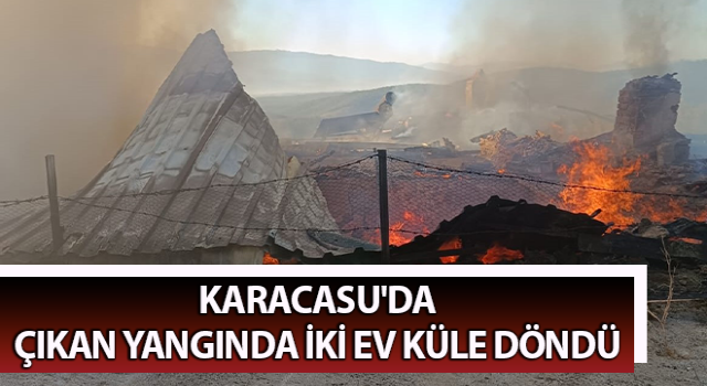 Karacasu'da çıkan yangında iki ev küle döndü