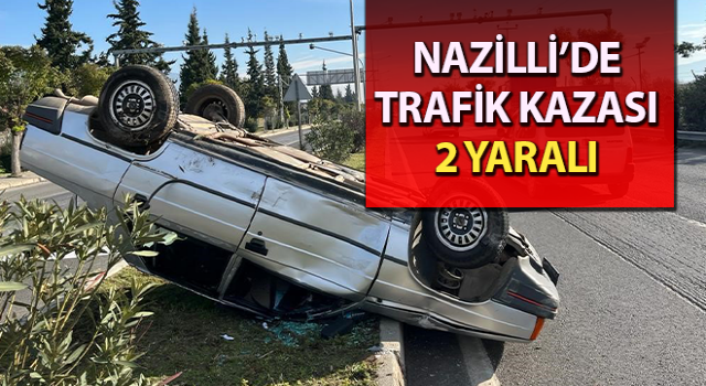 Takla atan otomobildeki iki kişi yaralandı