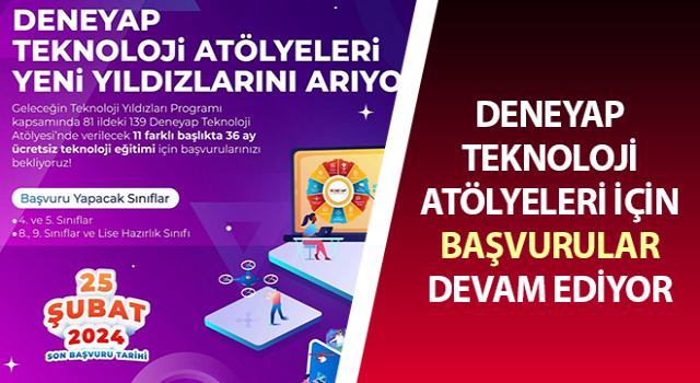 Aydın’da Deneyap Teknoloji Atölyeleri için başvurular sürüyor