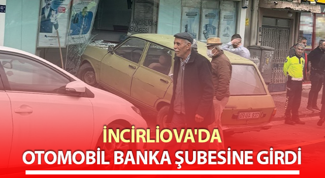 Otomobil banka şubesine girdi