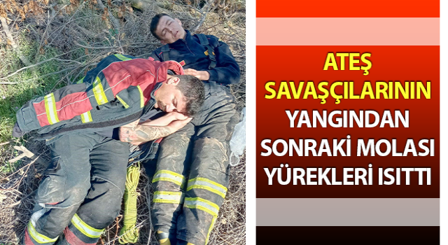 Aydın’da itfaiyecilerin yangından sonraki molası yürekleri ısıttı