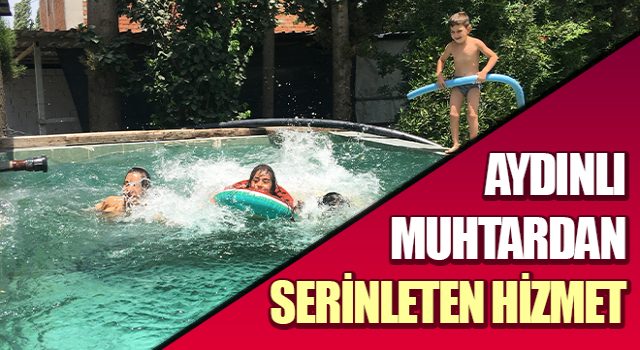 Mahallenin çocukları 40 derece sıcakta havuzda serinliyor