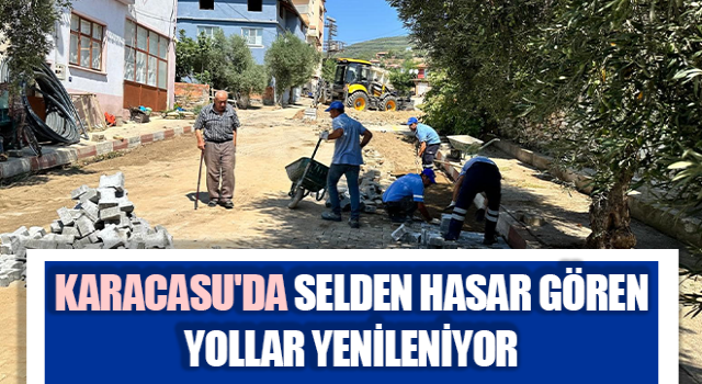 Karacasu'da selden hasar gören yollar yenileniyor