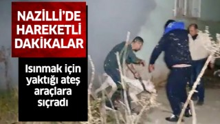 Isınmak için yaktığı ateş araçlara sıçradı