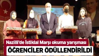 Nazilli'de İstiklal Marşı'nı en güzel okuyanlar ödüllendirildi