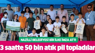 Nazilli'de 3 saatte 50 bin atık pil topladılar