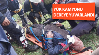 Nazilli'de kamyon dereye devrildi: 1 yaralı