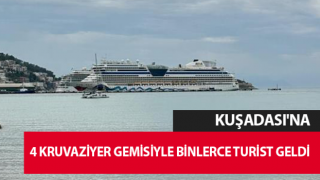 Kuşadası'na 4 kruvaziyer gemisiyle 8 bin 200 turist geldi