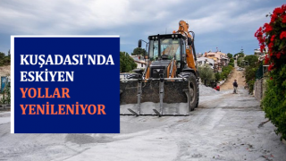 Kuşadası'nda yollar yenilenmeye devam ediyor