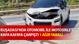 Otomobil ile motosiklet kafa kafaya çarpıştı: 1 ağır yaralı