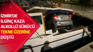 Alkollü sürücü tekne üzerine düştü