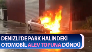 Sanayide park halinde olan araç alev alev yandı