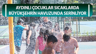 Çocuklar Büyükşehrin havuzunda serinliyor