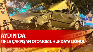 Tırla çarpışan otomobil hurdaya döndü