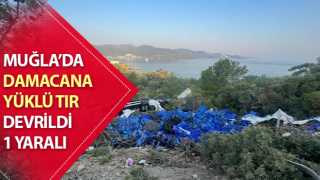 Damacana yüklü tır devrildi: 1 yaralı